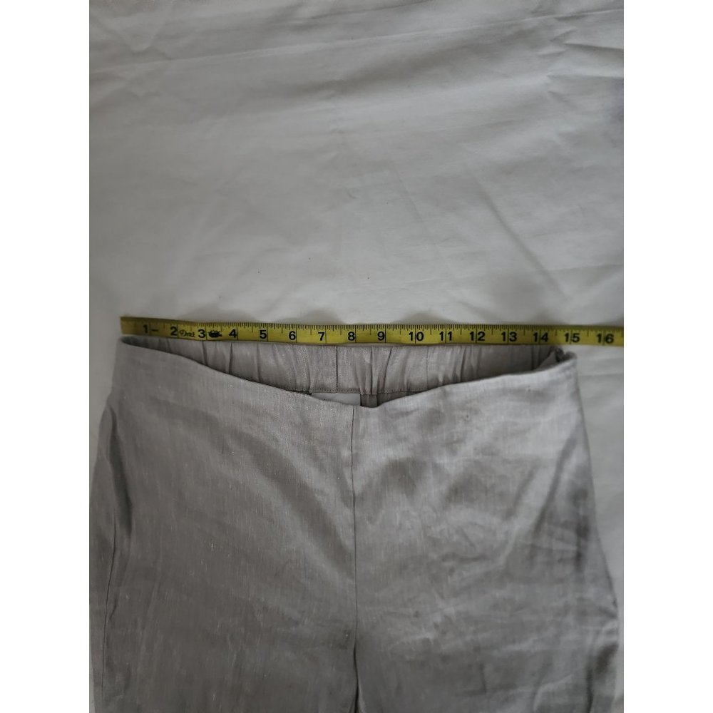 J.Jill Women's Gray Linen‎ Stretch Button-Hem Tapered Ankle Cropped Pants Small - Picture 11 of 14